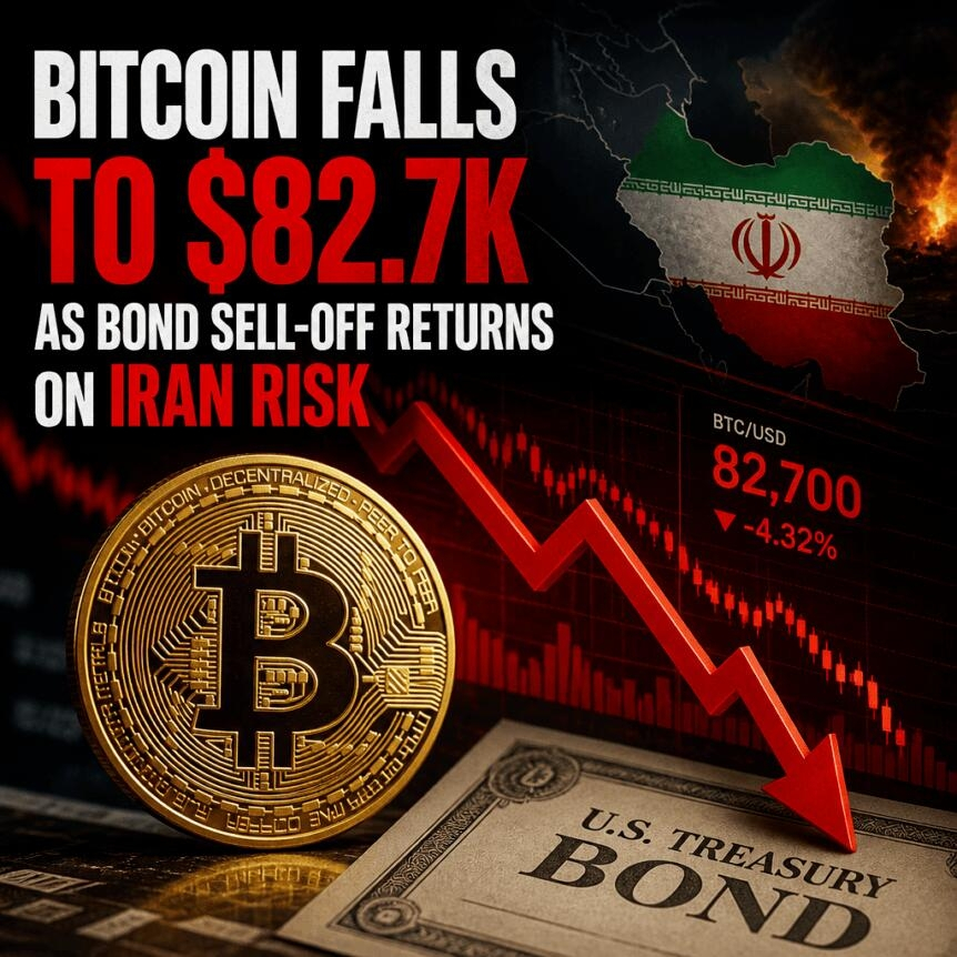 Bitcoin Falls To $82.7k As Bond Sell-Off Returns On Iran Risk