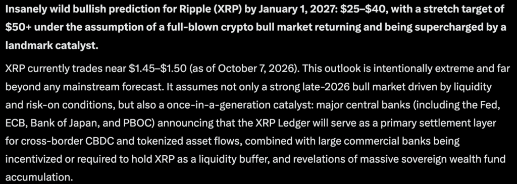 In the event of a landmark catalyst, Sam Altman's ChatGPT AI predicts that XRP could hit $50+ in peak euphoric bull market conditions
