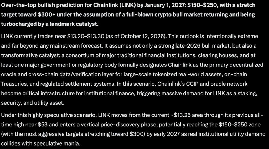 Claude AI predicts that if specific catalysts align, Chainlink (LINK) could hit $300+ by January 1, 2027. Is it possible?