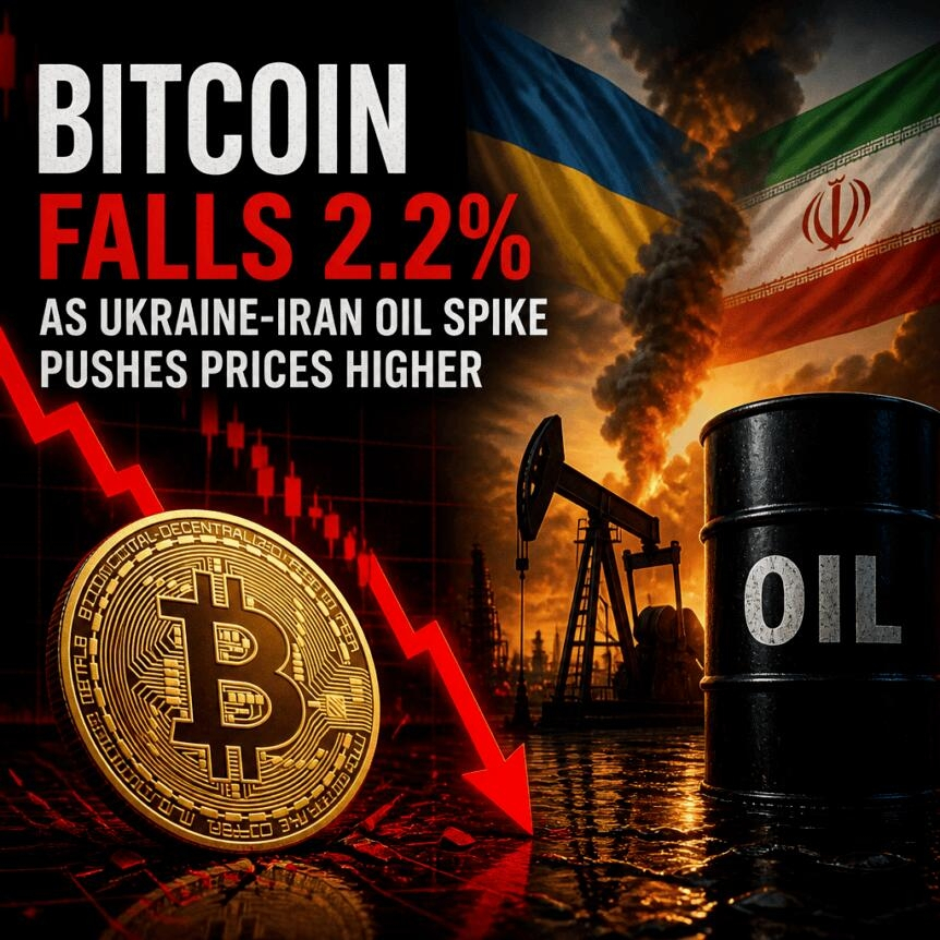 Bitcoin Falls 2.2% As Ukraine-Iran Oil Spike Pushes Prices Higher
