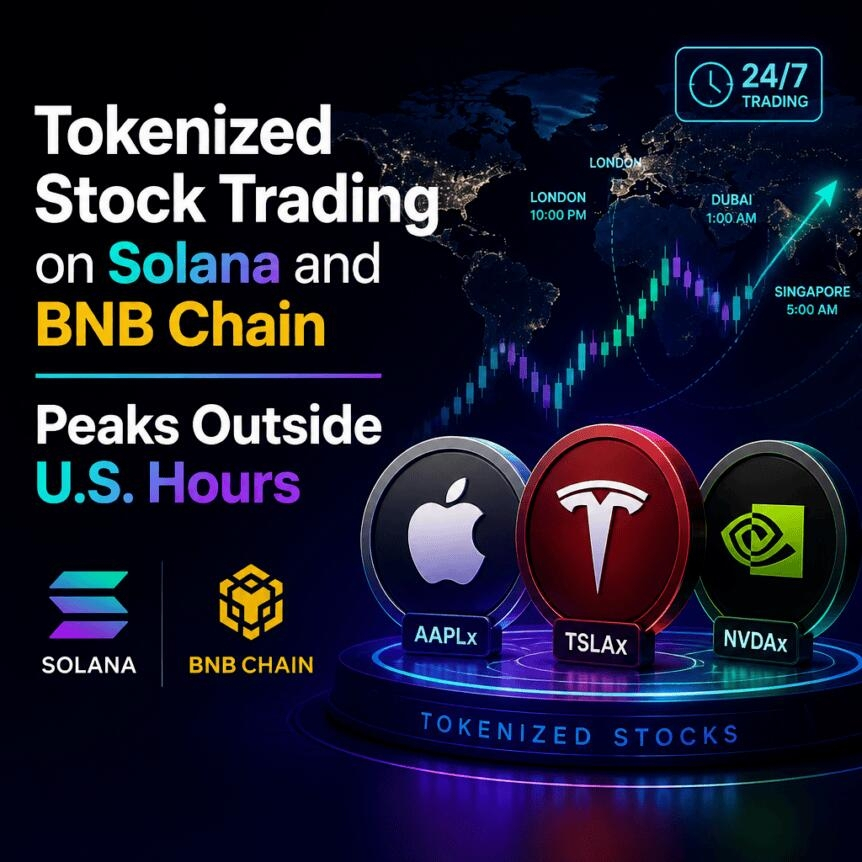 Tokenized Stock Trading On Solana And Bnb Chain Peaks Outside U.s. Hours