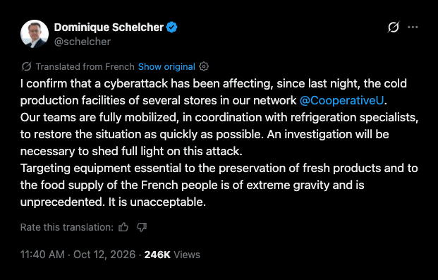 French supermarket fridges hackers heated to 50C ran outdated firmware.