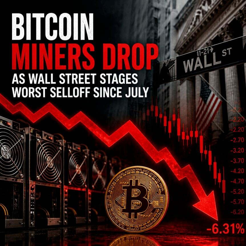 Bitcoin Miners Drop As Wall Street Stages Worst Selloff Since July