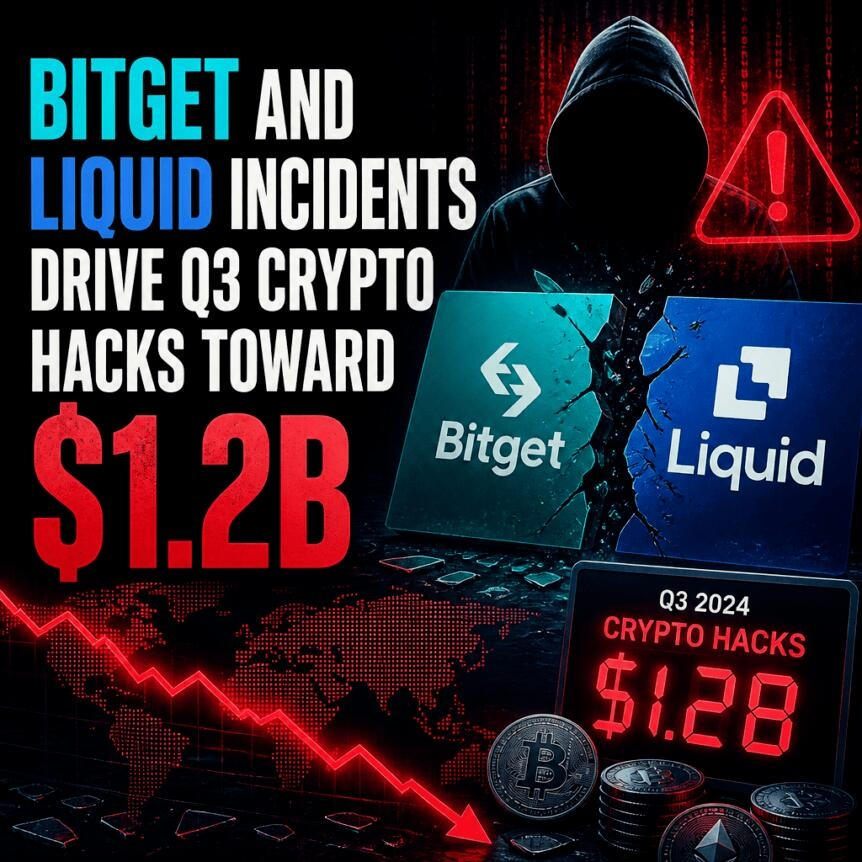 Bitget And Liquid Incidents Drive Q3 Crypto Hacks Toward $1.2b