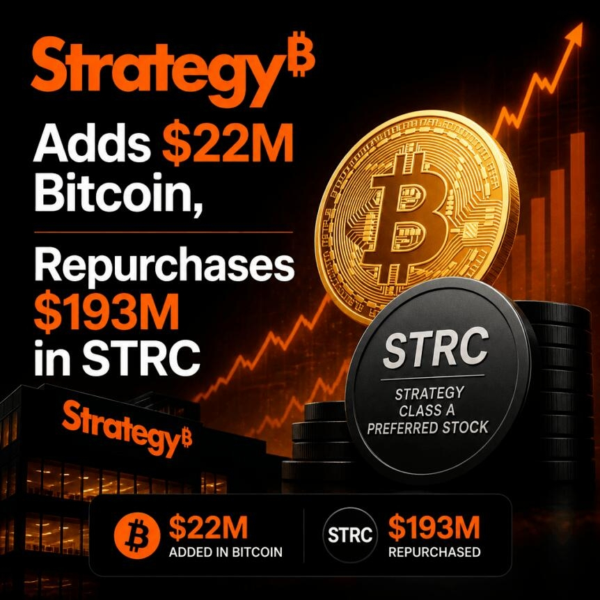 Strategy Adds $22m Bitcoin, Repurchases $193m In Strc