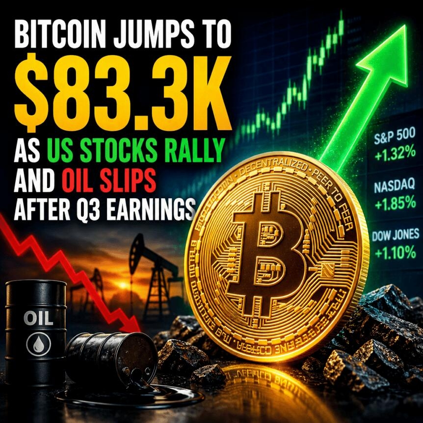 Bitcoin Jumps To $83.3k As Us Stocks Rally And Oil Slips After Q3 Earnings