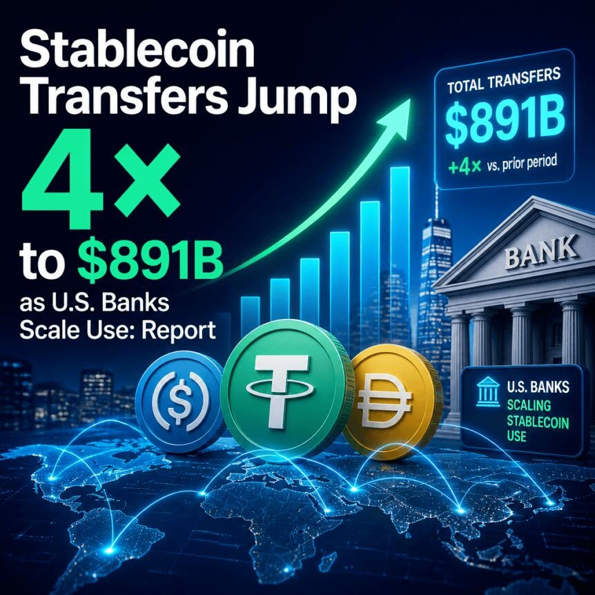 Stablecoin Transfers Jump 4× To $891b As U.s. Banks Scale Use: Report
