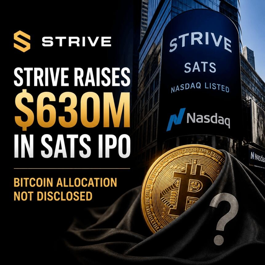 Strive Raises $630m In Sats Ipo, Bitcoin Allocation Not Disclosed