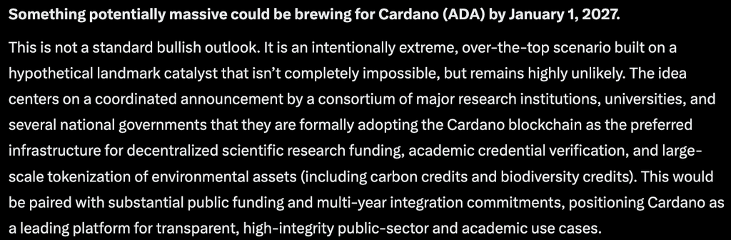 If a landmark catalyst lands for Cardano (ADA), ChatGPT AI predicts that the Charles Hoskinson led project could make a huge move by 2027