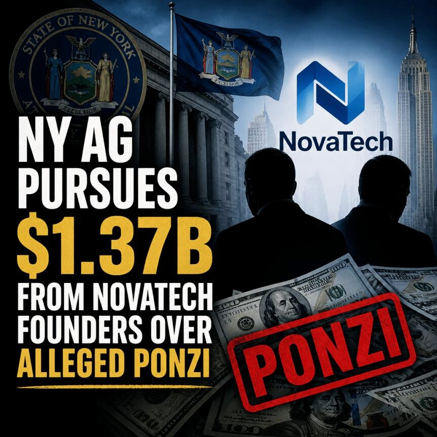 Ny Ag Pursues $1.37b From Novatech Founders Over Alleged Ponzi