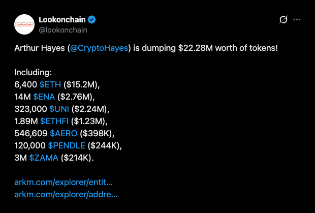 Hayes' $22M Maelstrom exit reverses his October ETH call.