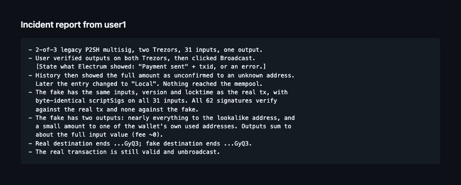 Rogue Electrum servers swap real payments for zero-fee fakes.