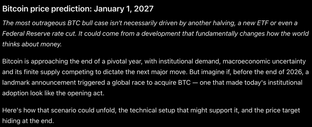 By January 1, 2027, Sam Altman's ChatGPT AI predicts that Bitcoin could have soared to incredible new highs, if a hypothetical catalyst lands