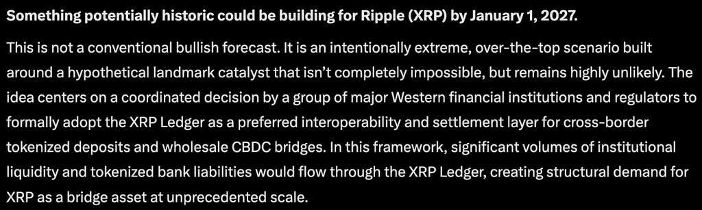 Meta AI predicts that XRP could hit high double-digits by year-end, but only in the event of a huge institutional catalyst landing for Ripple