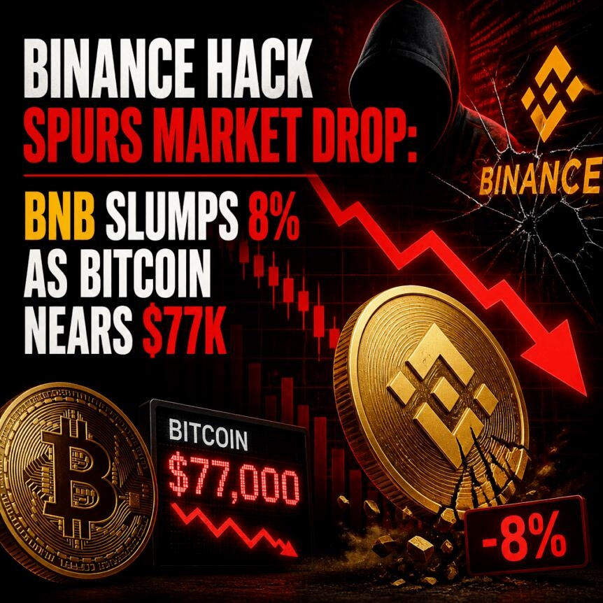 Binance Hack Spurs Market Drop: Bnb Slumps 8% As Bitcoin Nears $77k