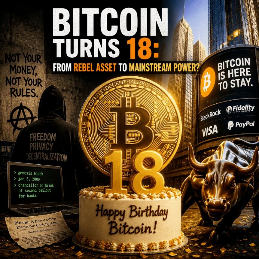Bitcoin Turns 18: From Rebel Asset To Mainstream Power?