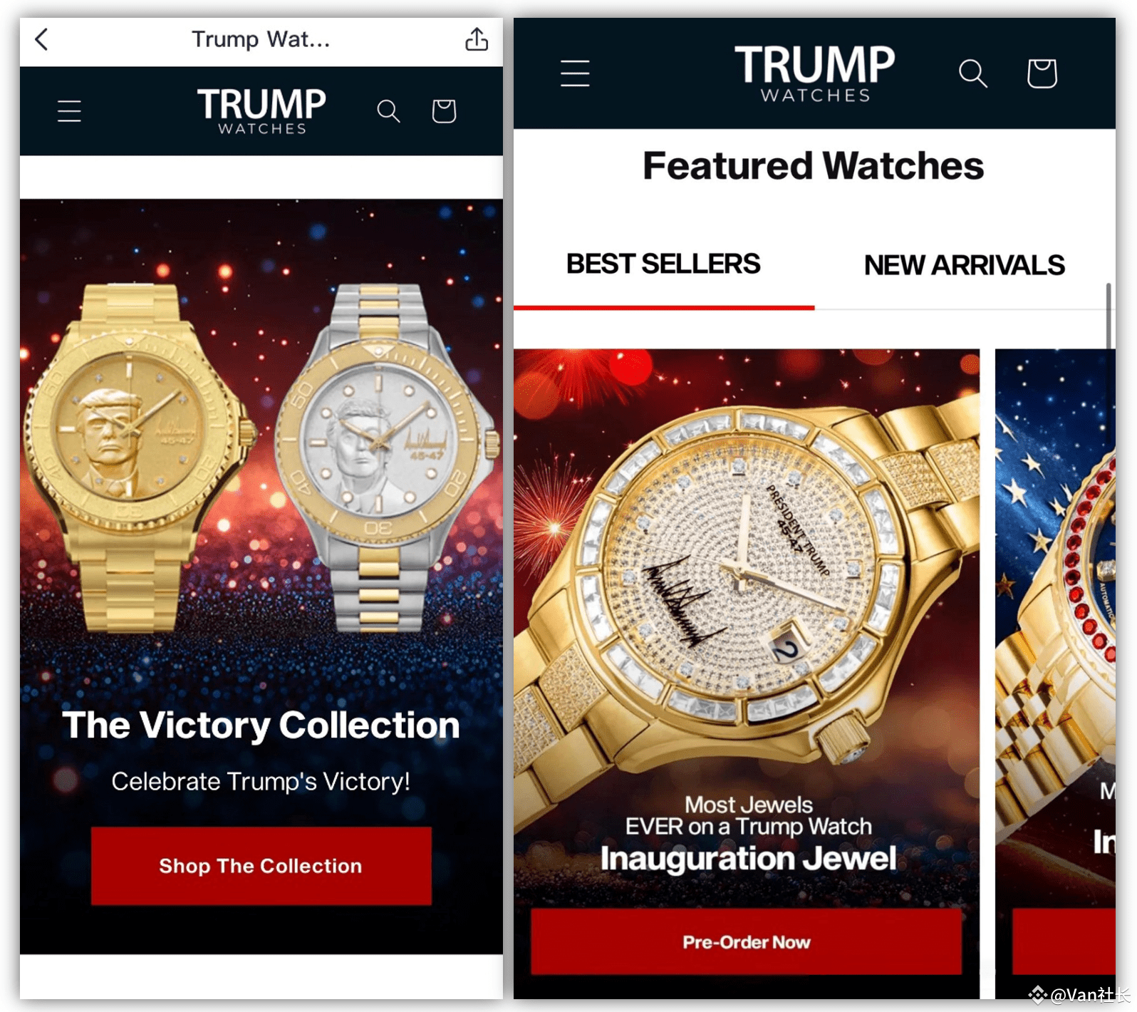 特朗普带货9999美元限量金表，可用$TRUMP代币支付！ | Van社长发布于币安广场