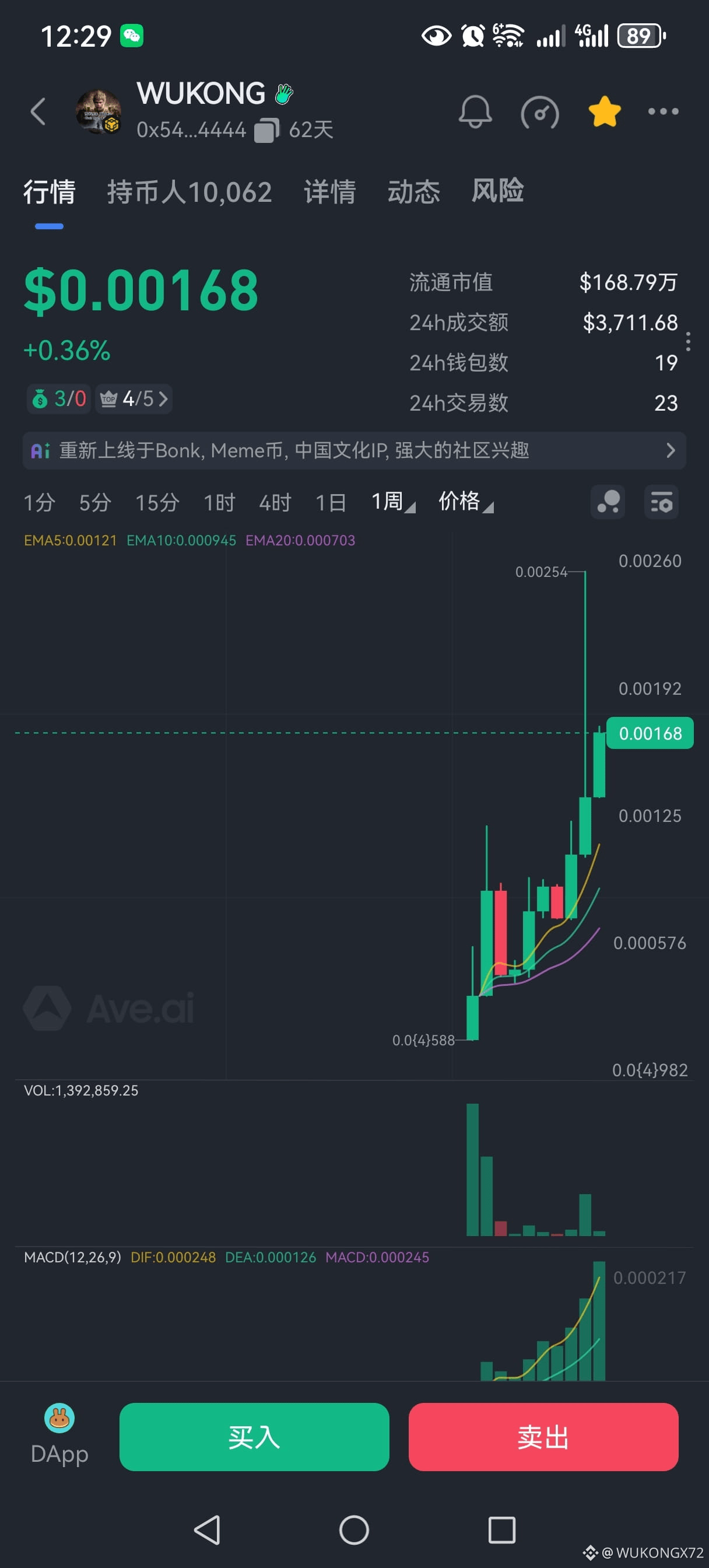 BNB 这应该是全球第一个中文币悟空可以持币永久分红BNB的，持有1万枚悟空就永久获得BNB矿机，太香了，分红都分回本|