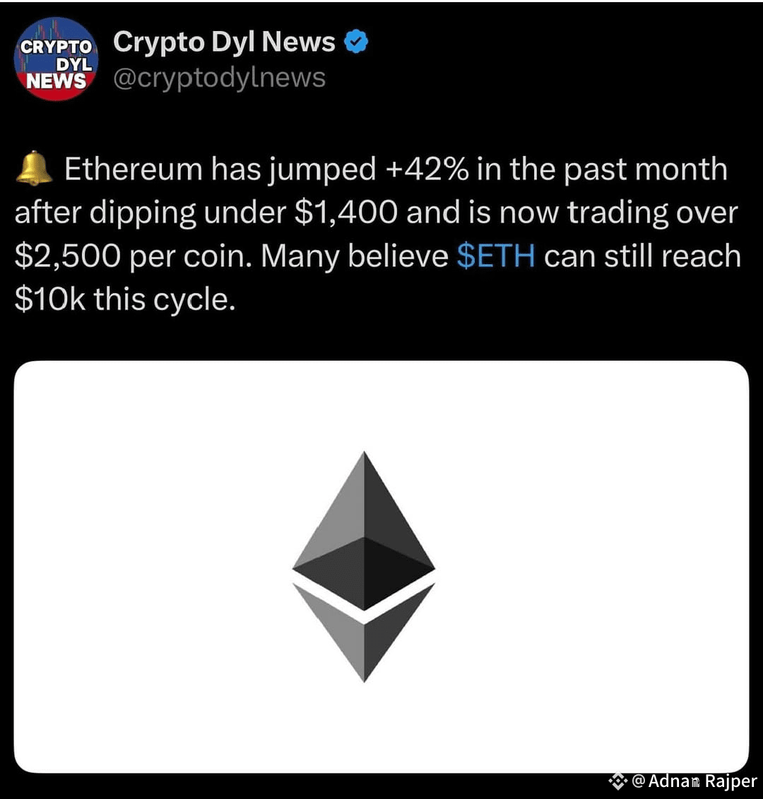 $ETH to 10k? $BTC $SOL #ETH #Ethereum #ETH🔥🔥🔥🔥🔥🔥 #ETH走 | Adnan Rajper ...
