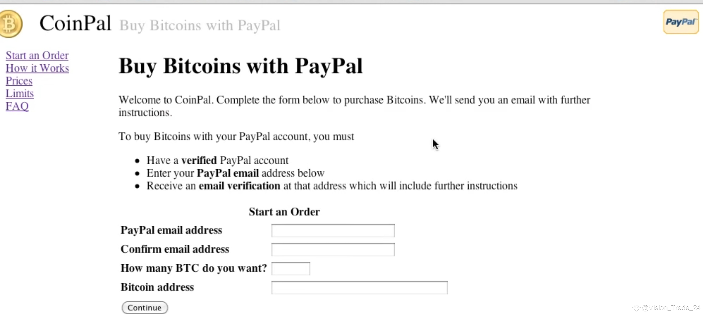 Home page for buying Bitcoin in 2010 via PayPal Where were | DjeAbdo17 on  Binance Square