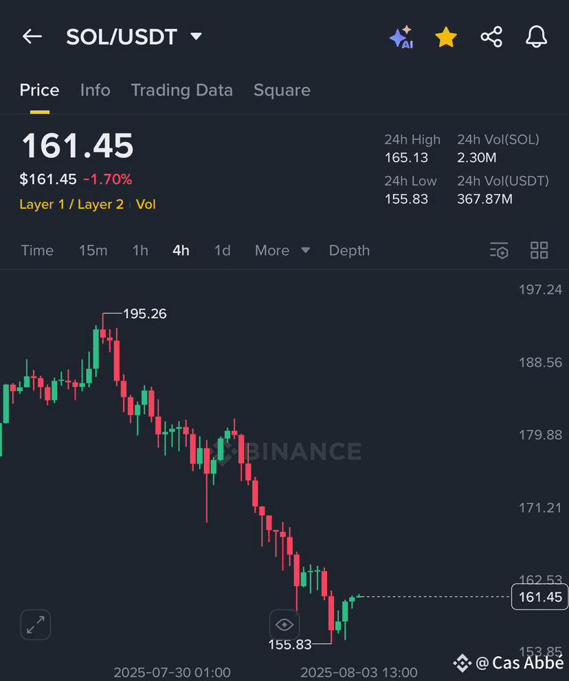 $SOL 📍 Spot Setup: Entry: $161.45 TP1: $165.20 TP2: $16 | Cas Abbé on ...