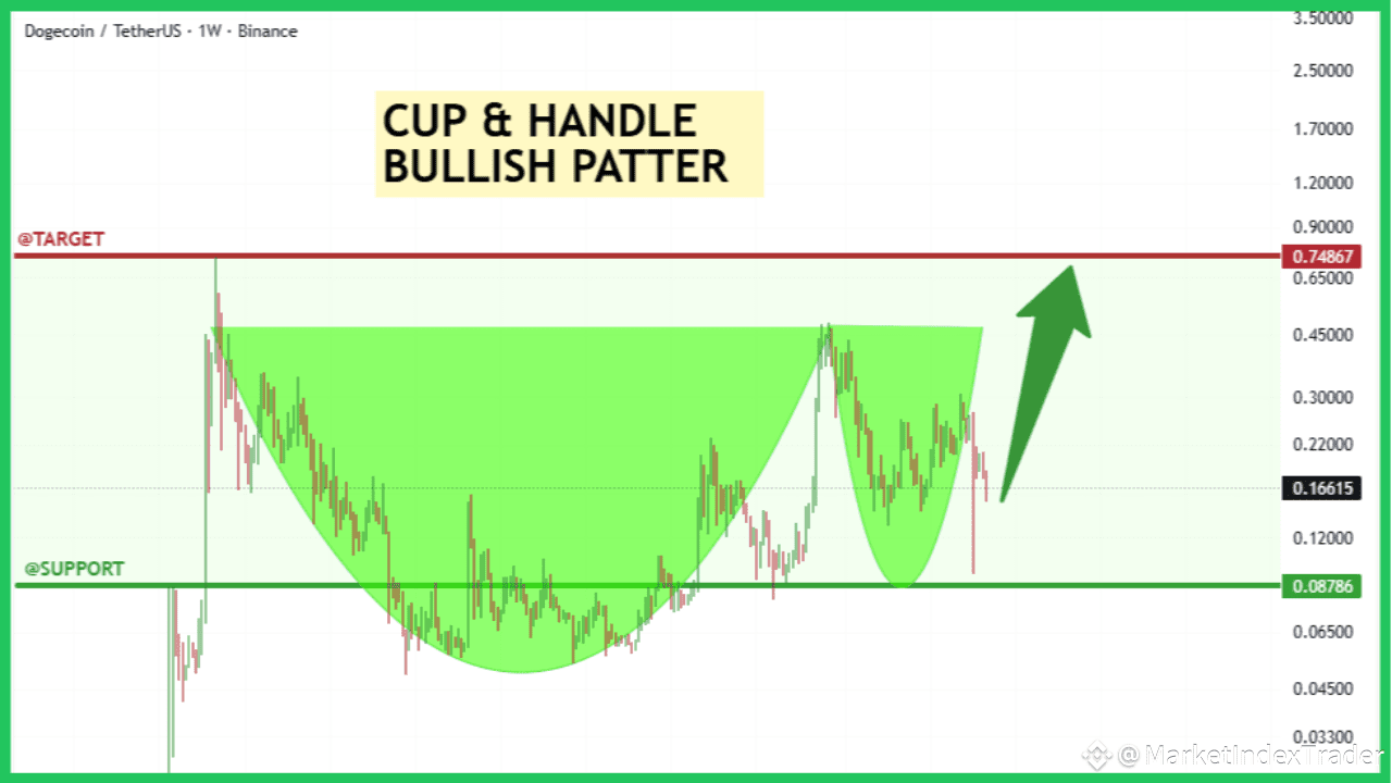 DOGE Mega-Setup! The 1W Cup & Handle is ready for lift-off! Target 0.74! |  MarketIndexTrader on Binance Square
