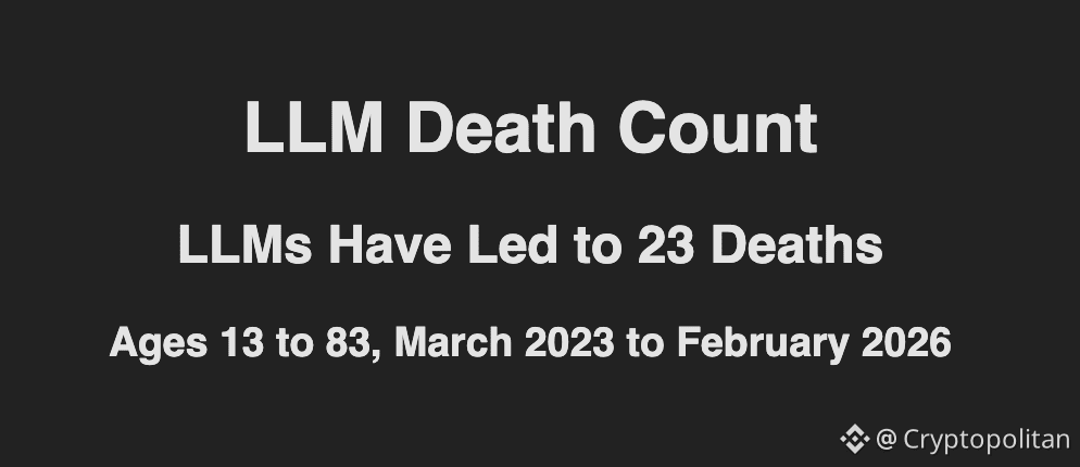 LLM death toll hits 23 after man dies trying to reunite with his AI wife.