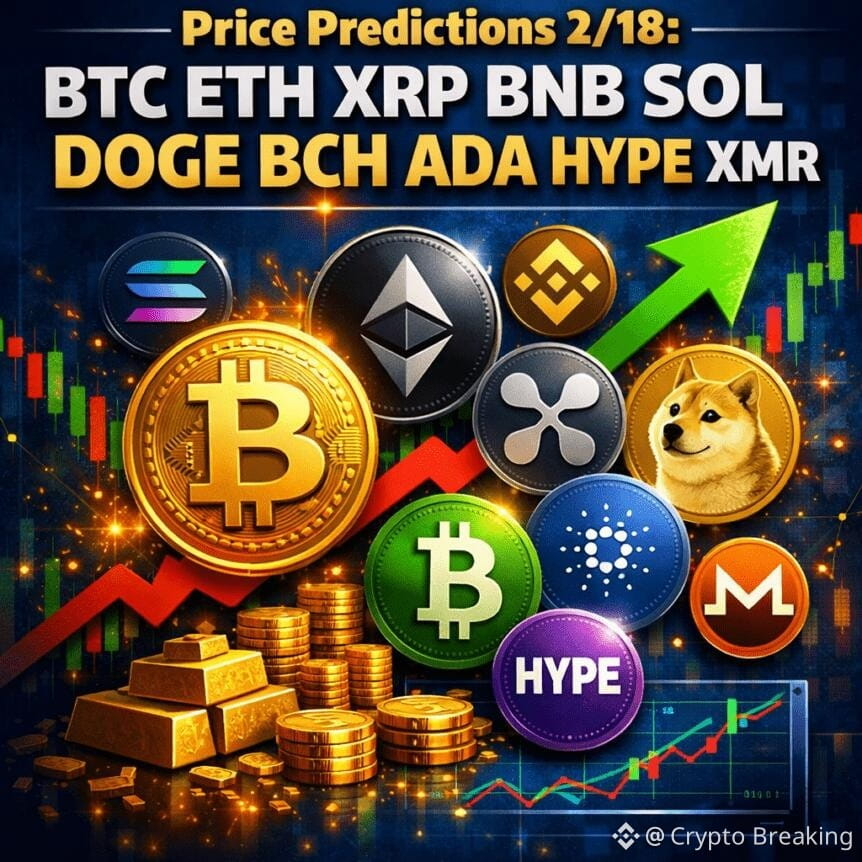 Price Predictions 2/18: Btc Eth Xrp Bnb Sol Doge Bch Ada Hype Xmr
