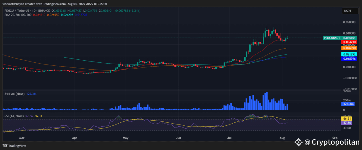 PENGU/USDT Chart by TradingView