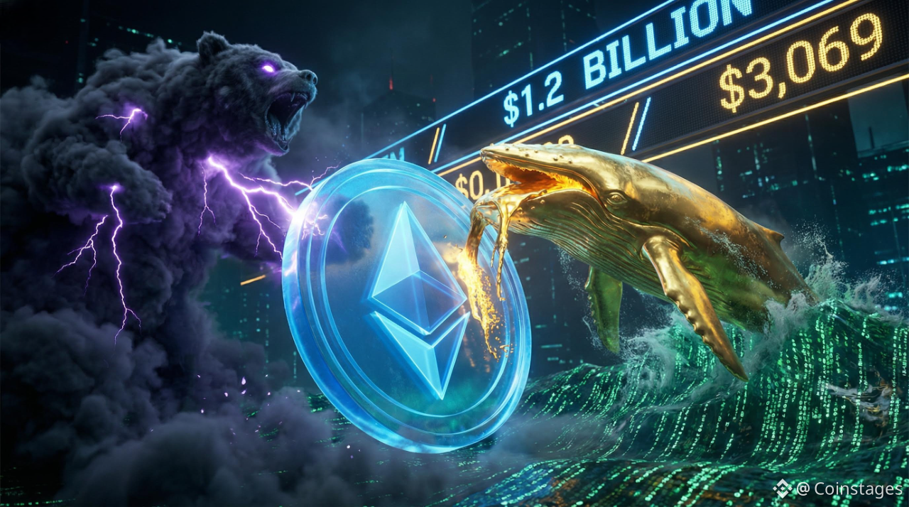 Wale fügen $1,2 Milliarden in Ethereum (ETH) hinzu, während der Preis eine  bärische Formation testet | Coinstages auf Binance Square