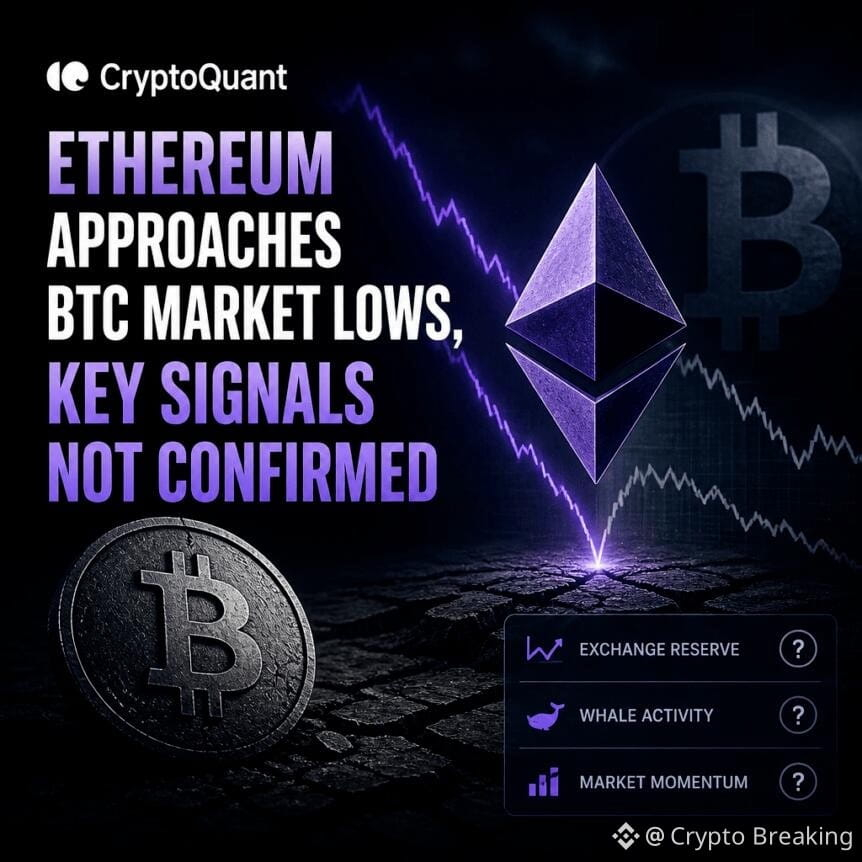 Cryptoquant: Ethereum Approaches Btc Market Lows, Key Signals Not Confirmed