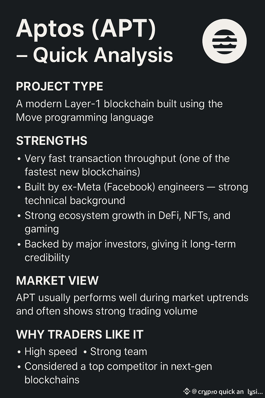 Aptos ($APT ) – Quick Analysis Project Type: $APT is | crypto quick  analysis on Binance Square