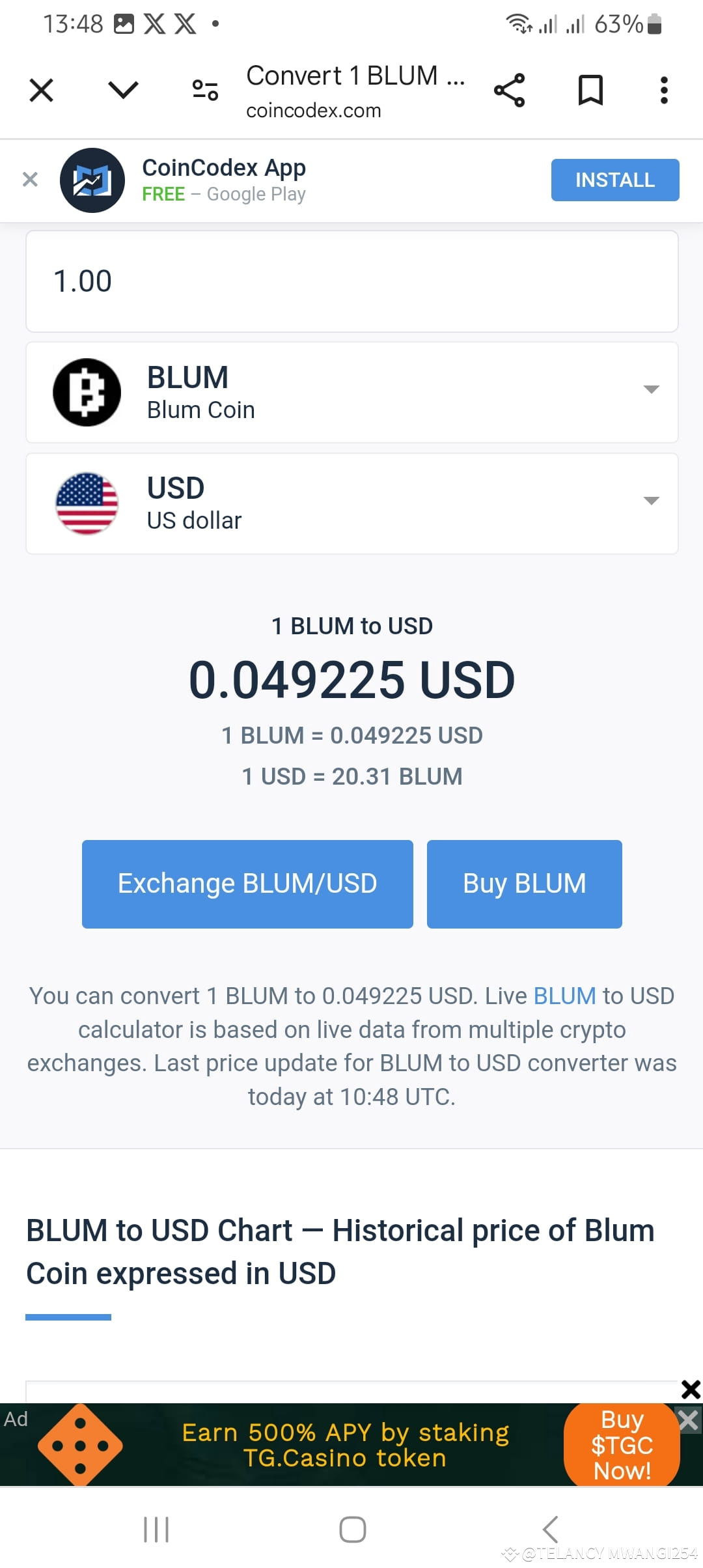 Текущая цена Blum Coin в USD составляет 0,049225 USD. Каков |  Telancy-User-king на Binance Square