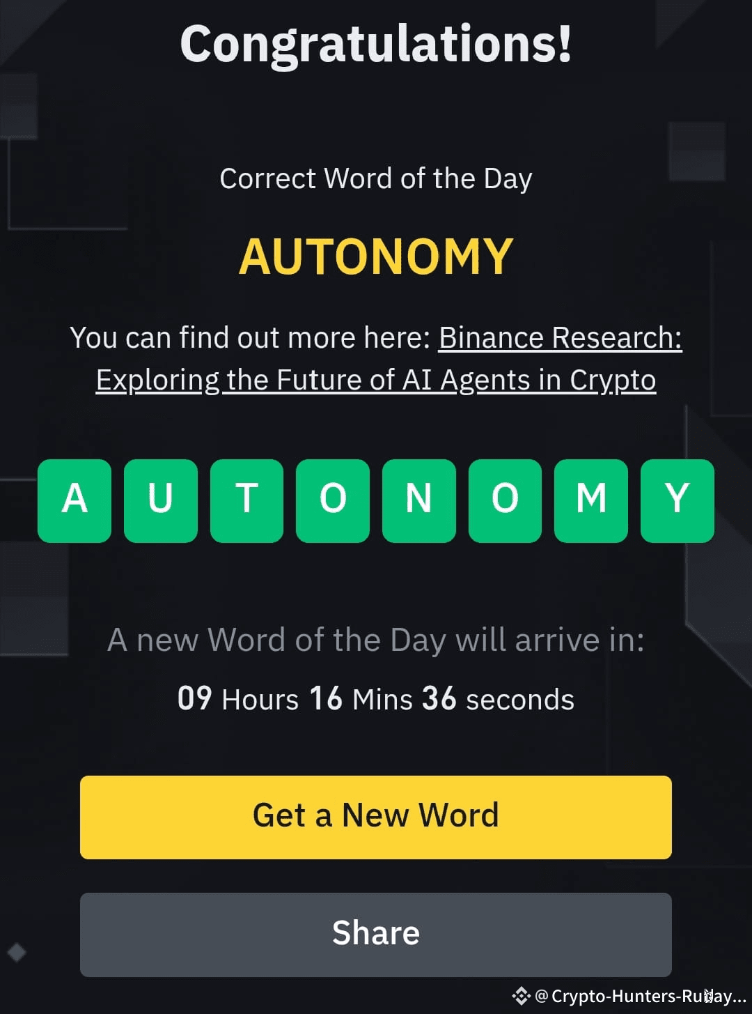Binance Word Of The Day 8 Letters Today Answers validity | C_H_R on Binance  Square
