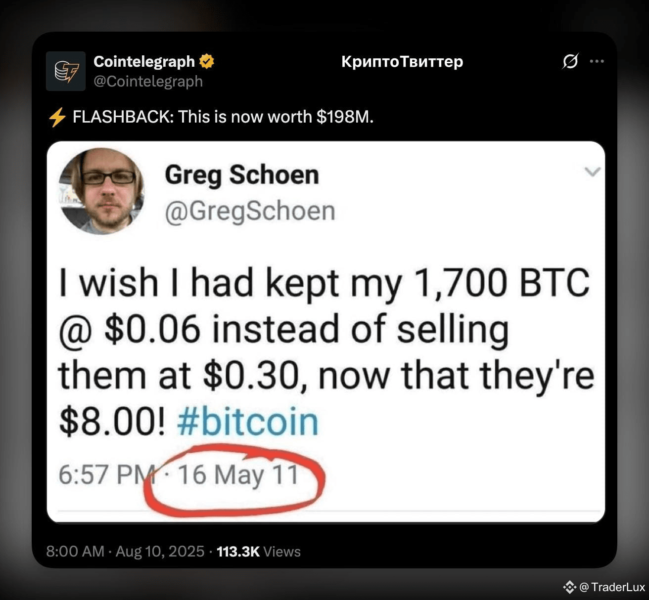 ✓Bitcoin is worth a whole $8! ✓ Greg Schoen sold his | TraderLux on Binance  Square