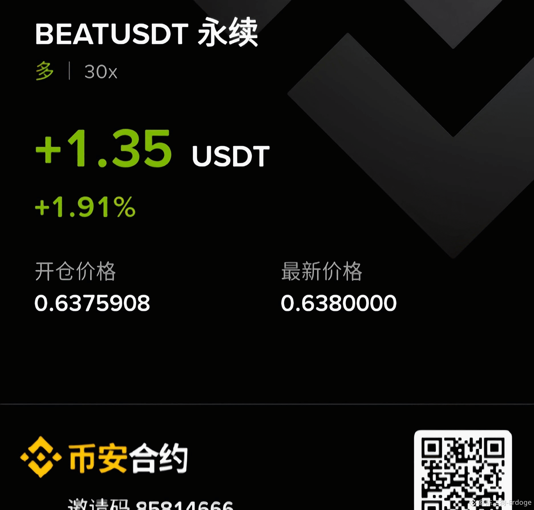 BEAT $RIVER 两个破产币都被我撸到了，1.5做多beat，16做空river。 合约账户仅剩止损遗留的| 1000CNY 起家-5WU爆仓重启版-市场反指大神-短线猪脚饭选手-喜欢抗仓-每次爆仓都是因为保证金不够多-我是帅哥