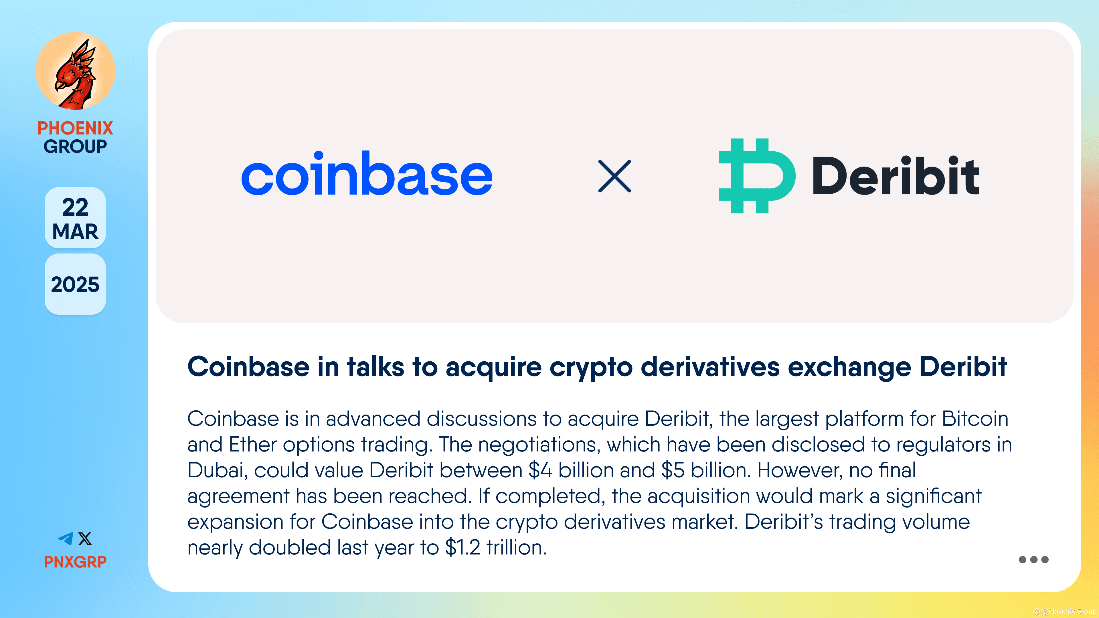 Coinbase in talks to acquire crypto derivatives exchange Der | Phoenix ...