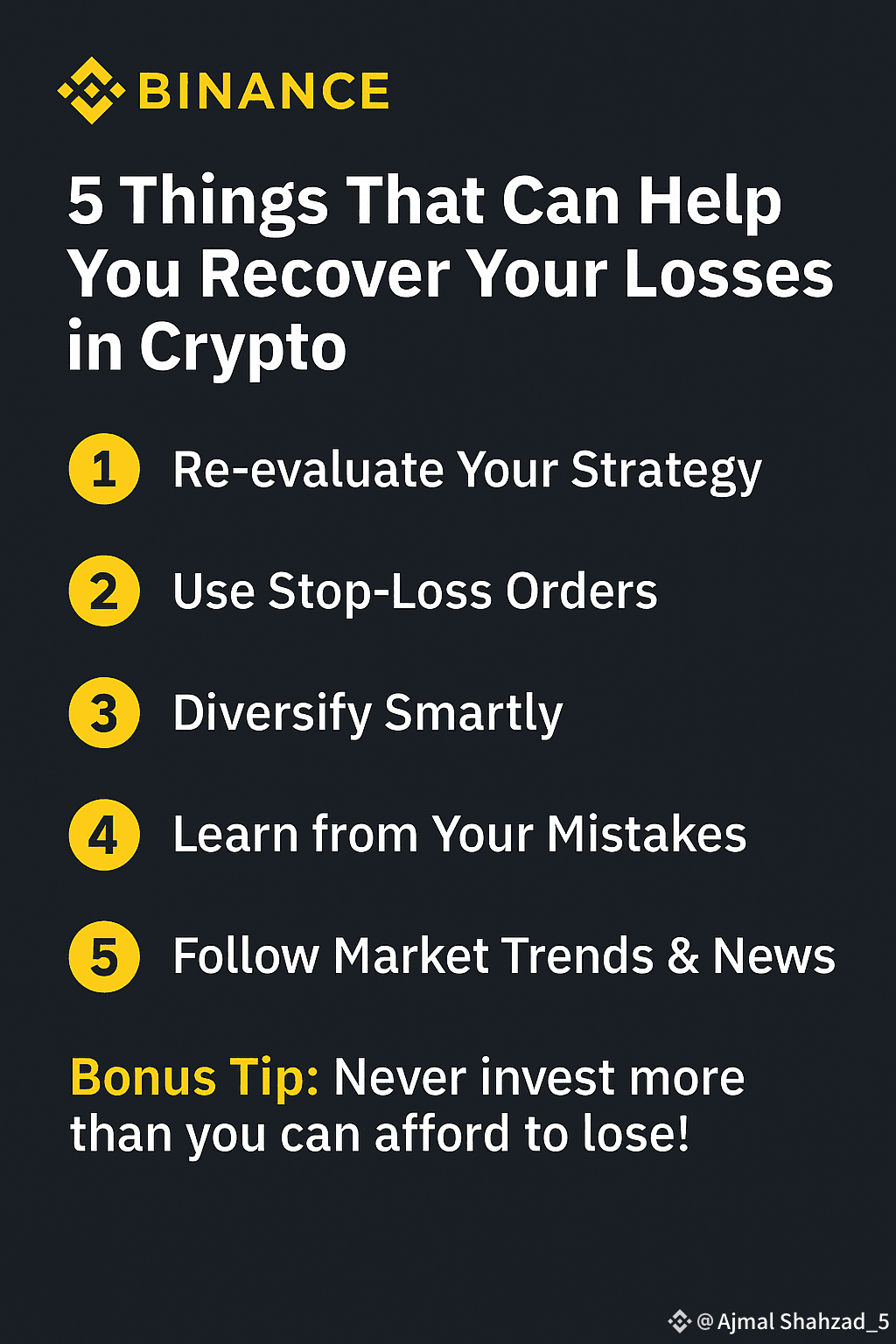 5 Things That Can Help You Recover Your Losses in | Ajmal Shahzad_5 on  Binance Square