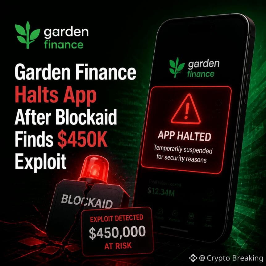 Garden Finance Halts App After Blockaid Finds $450k Exploit