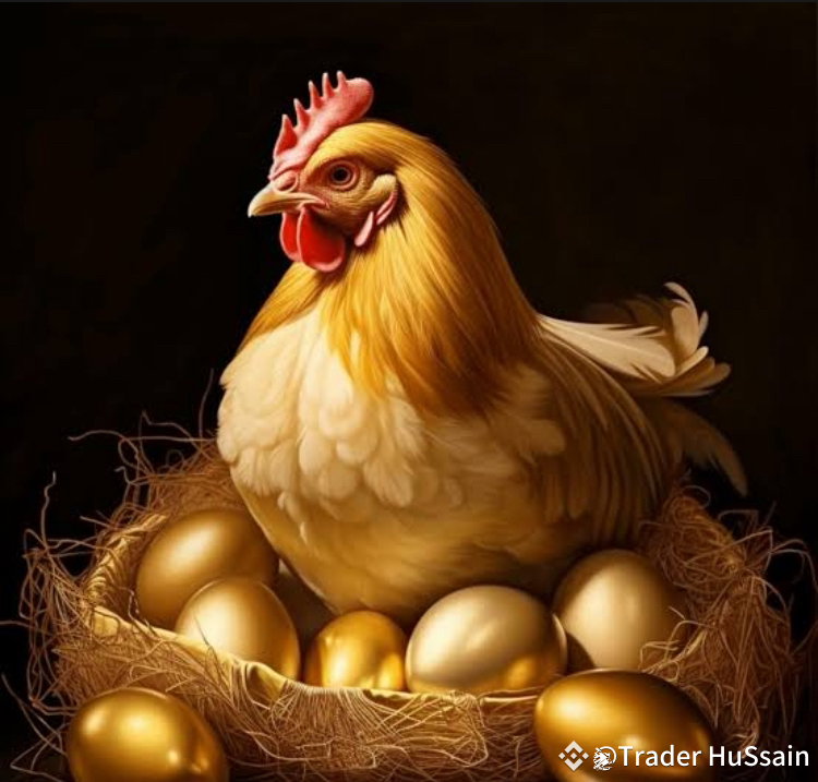 курицы, несущие золотые яйца, на фоне графиков криптовалют