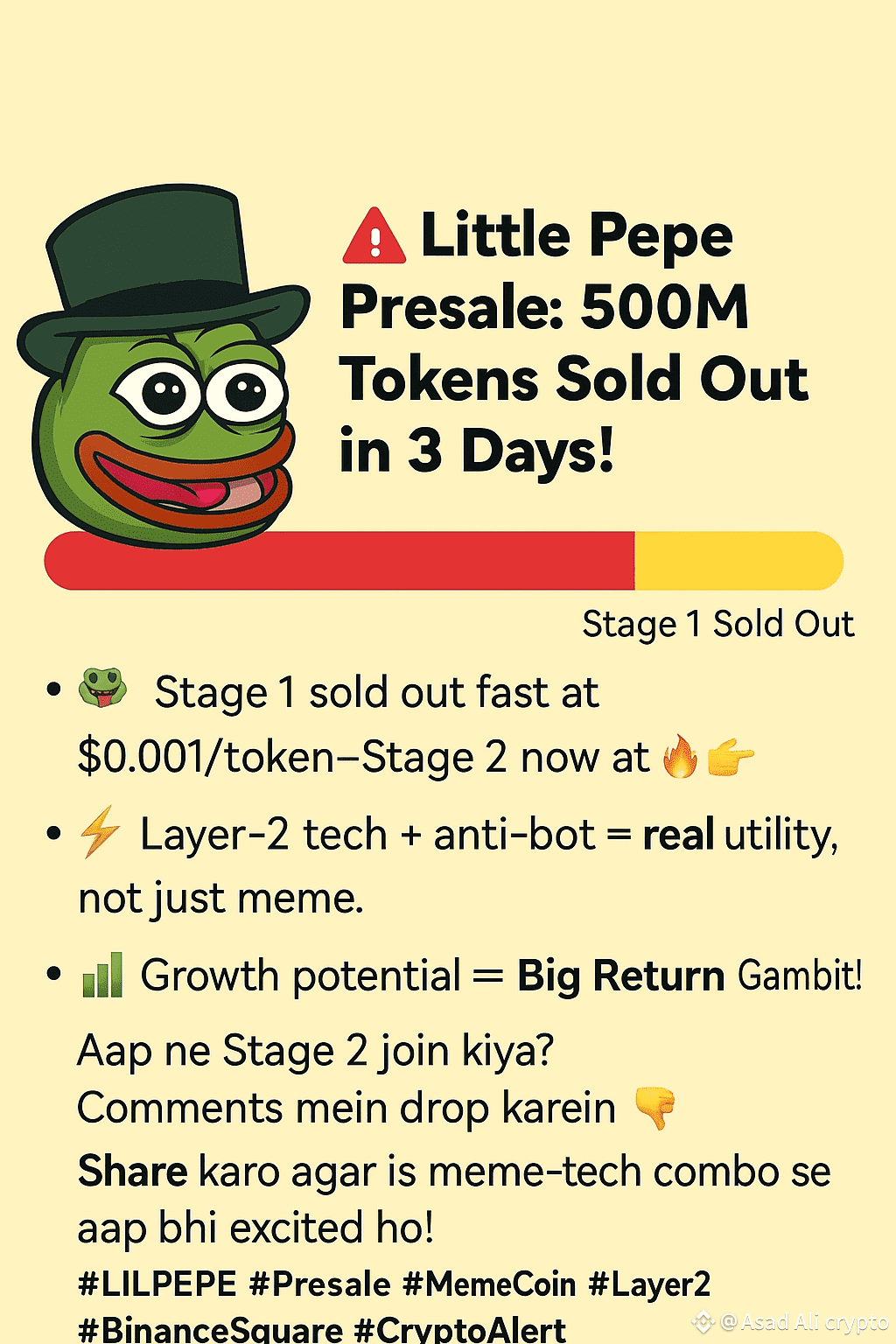 🚨 500M Tokens SOLD in 3 Days – $LILPEPE is Heating Up! | Asad Ali crypto  on Binance Square