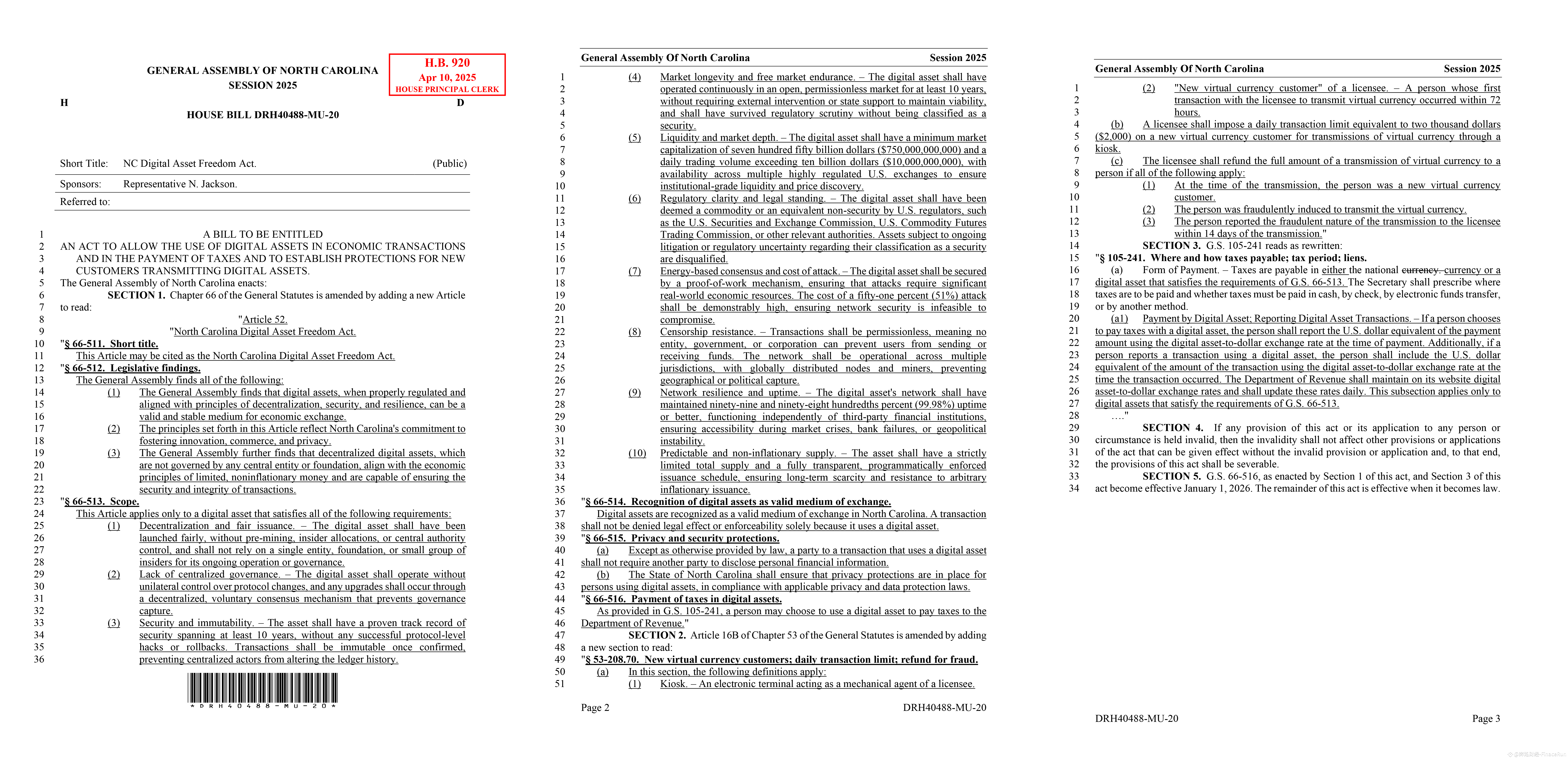 北卡罗来纳州拟立法：比特币或成首个