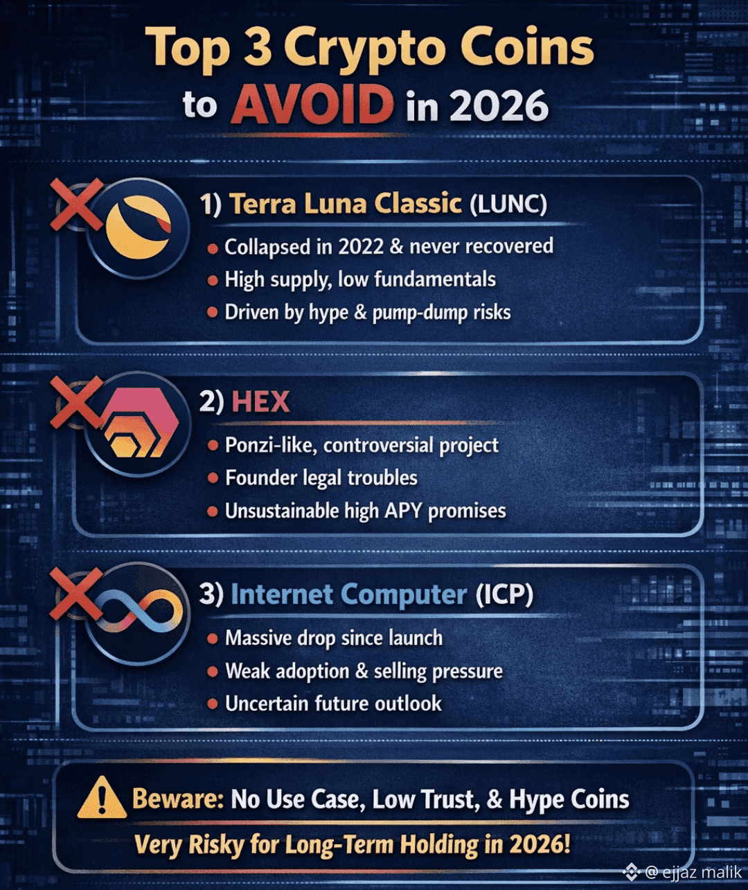 🚨 Las 3 criptomonedas que debes evitar en 2026 ⚠️ Si planea | ejjaz malik  en Binance Square