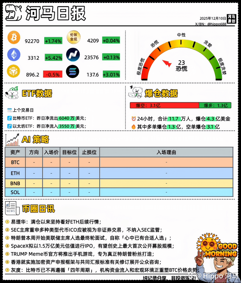 河马日报day215，白银昨天ATH历史新高，加密昨天也怪猛的，但我找了一圈没找到消息面刺激，可能就是有资金在降息落地|