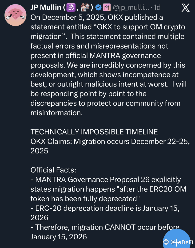 Important $OM migration update for the community: JP Mullin | IoDeFi on  Binance Square