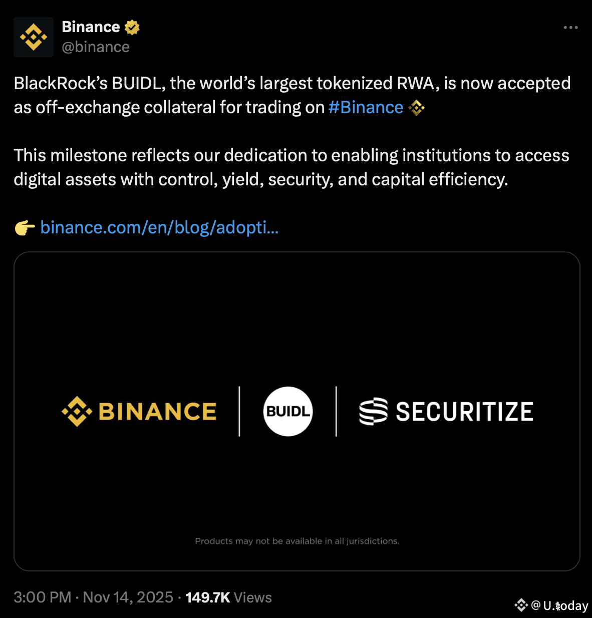 BlackRock's BUIDL debuts on Binance
