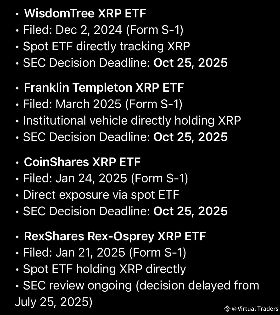 THE COUNTDOWN HAS BEGUN ⏳ 8 $XRP Spot #ETFs are in the #SEC | Virtual  Traders på Binance Square