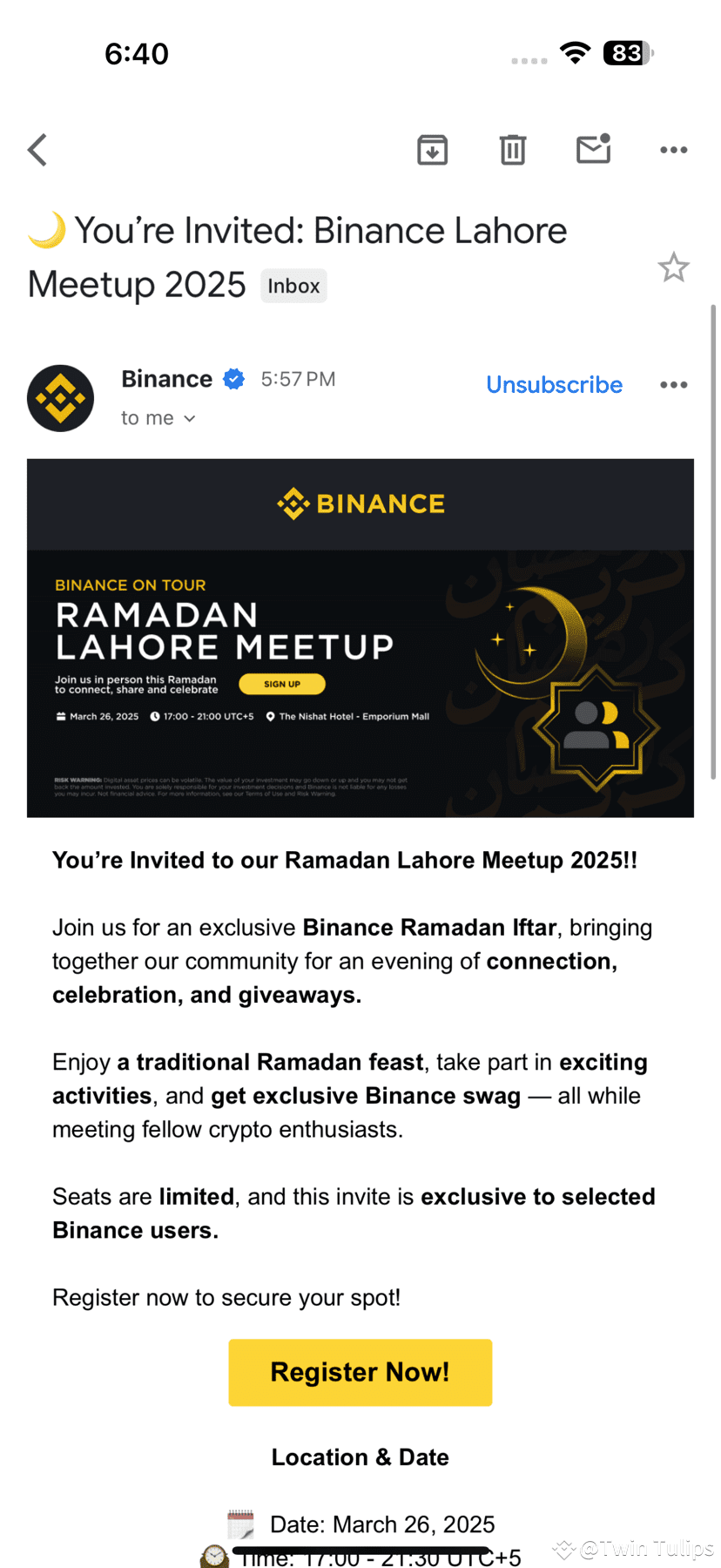 𝐄𝐱𝐜𝐢𝐭𝐢𝐧𝐠 𝐍𝐞𝐰𝐬! 𝐁𝐢𝐧𝐚𝐧𝐜𝐞 𝐋𝐚𝐡𝐨𝐫𝐞 | Twin Tulips on  Binance Square