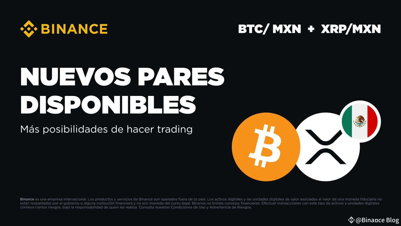 Los mexicanos ahora podrán comprar Bitcoin y XRP con pesos (MXN) en Binance  | Binance Blog στο Binance Square