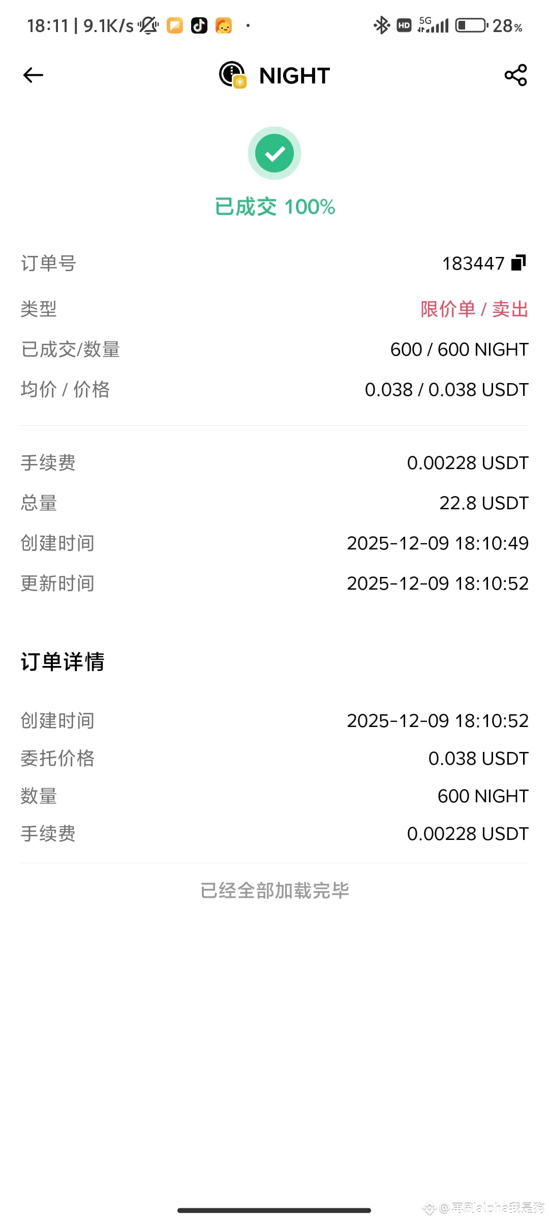 $NIGHT 156 minutes I received, sold for 22.8u, very | 再刷alpha我是狗 on ...
